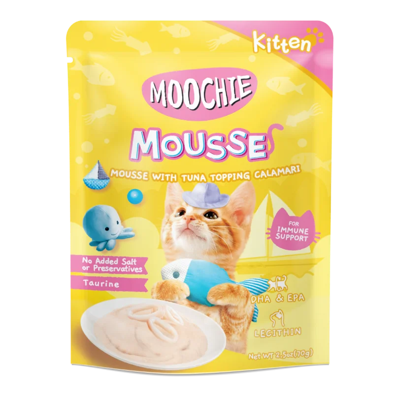 Moochie Kitten Pouch Mousse With Tuna Topping Calamari 70g