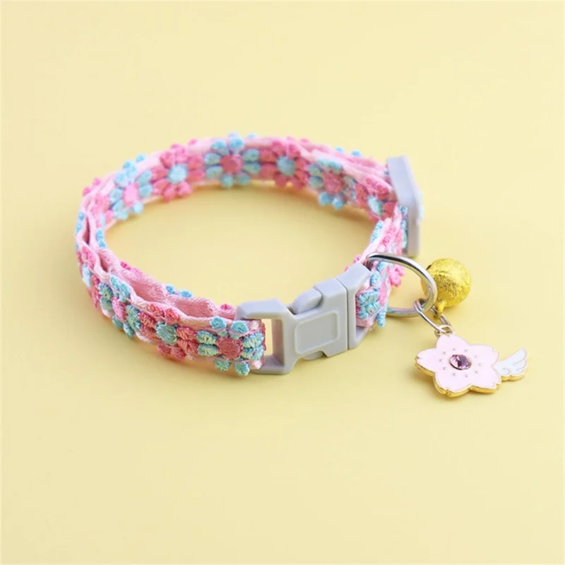 Fashion Rainbow Flower Cat Collar With Bell - Image 4