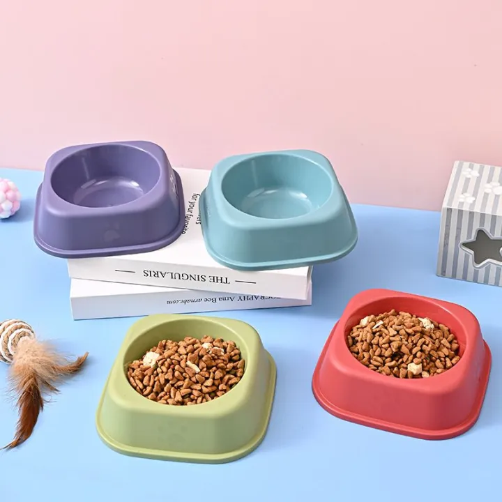 Random Color Paw Prints Cat Bowl, Cat Food Plate, Cat Water Dish, Anti-Tipping Design, Pet Feeding Bowl