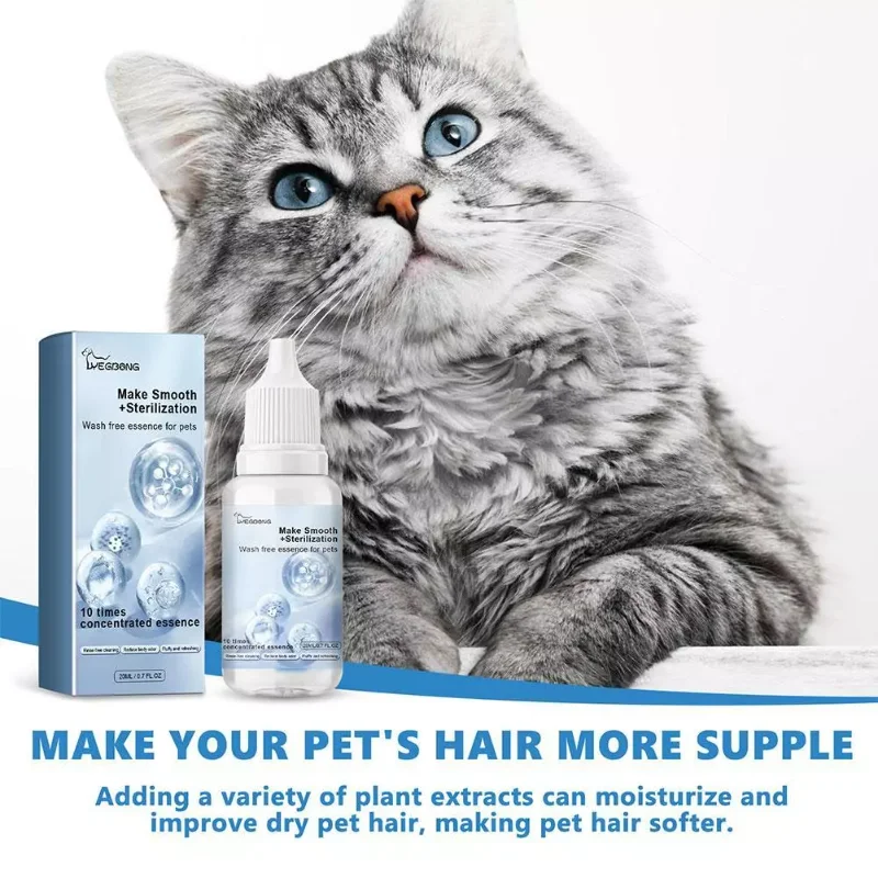 Wash Free Essence For Pets, Quick Care Daily Cleaning Maintenance For Dogs Cats 20ml