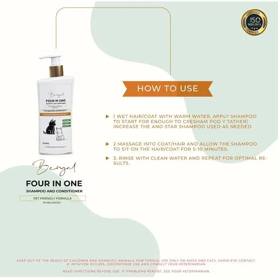 Bengal Four In One Cat Shampoo & Conditioner 250ml - Image 2