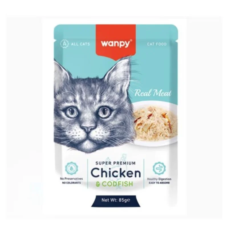 Wanpy Super Premium Chicken And Codfish Pouch Cat Wet Food 85g​