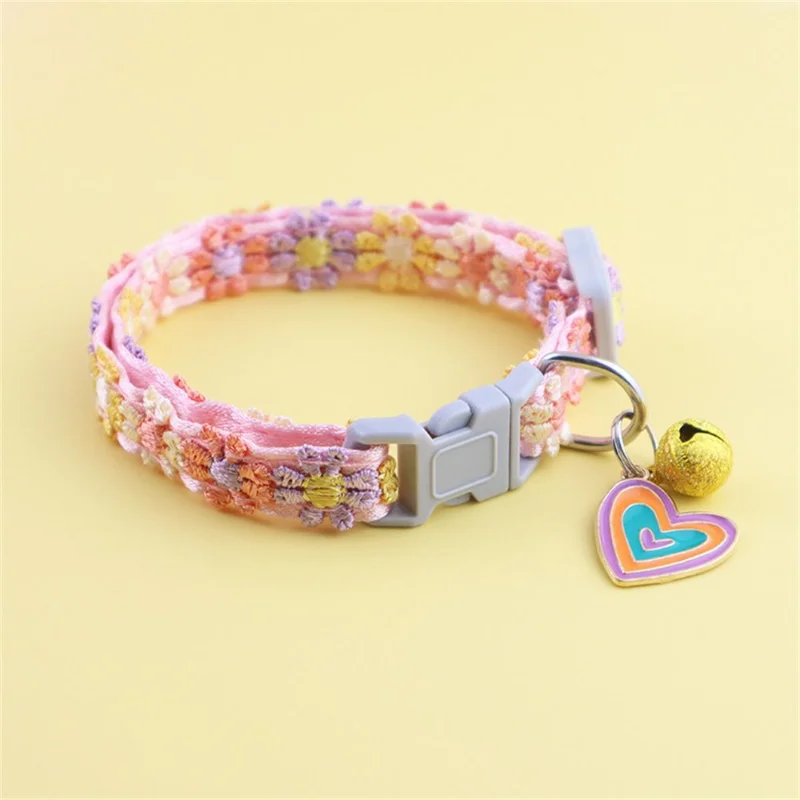 Fashion Rainbow Flower Cat Collar With Bell - Image 3