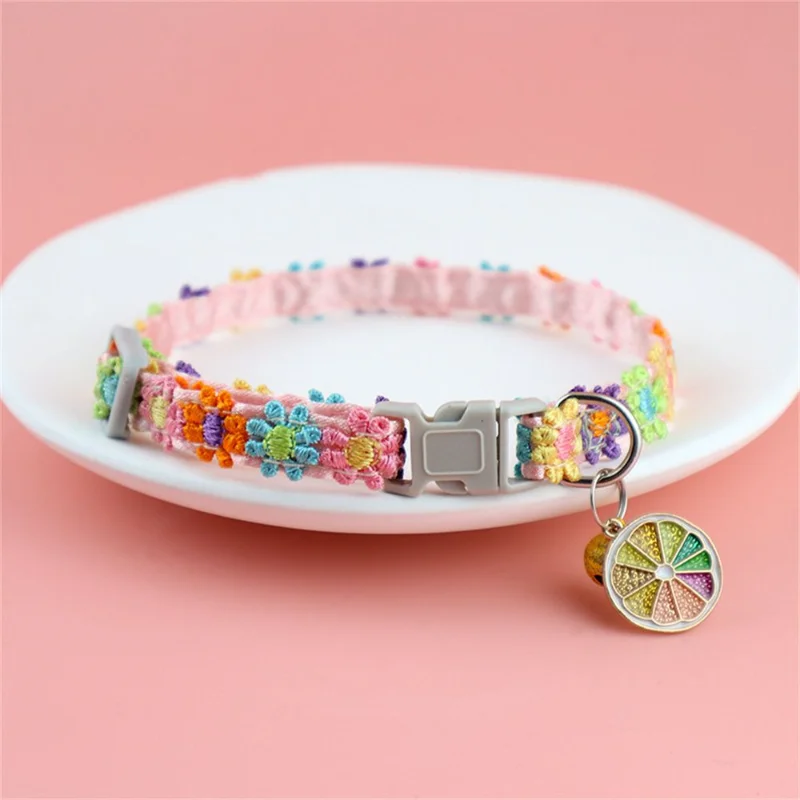 Fashion Rainbow Flower Cat Collar With Bell - Image 2