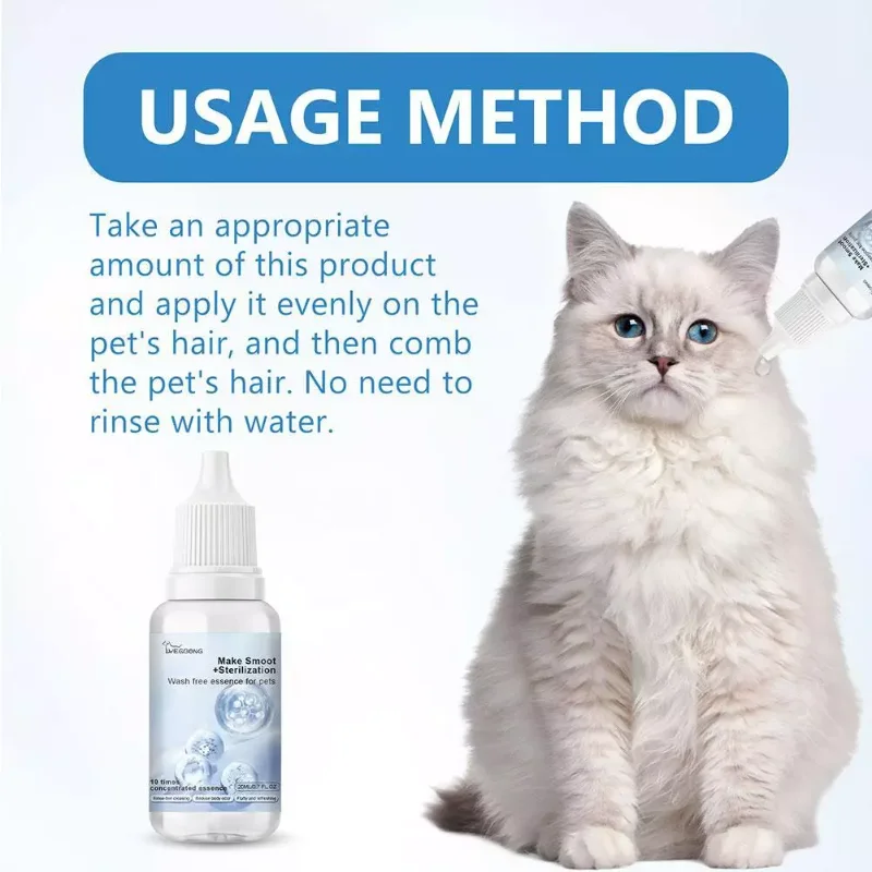 Wash Free Essence For Pets, Quick Care Daily Cleaning Maintenance For Dogs Cats 20ml - Image 2