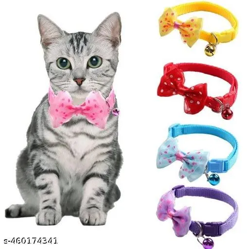 Adjustable Pet Collar with Bell and Cute Bow Tie