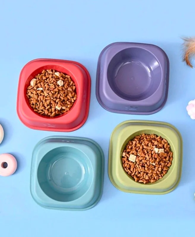 Random Color Paw Prints Cat Bowl, Cat Food Plate, Cat Water Dish, Anti-Tipping Design, Pet Feeding Bowl - Image 4