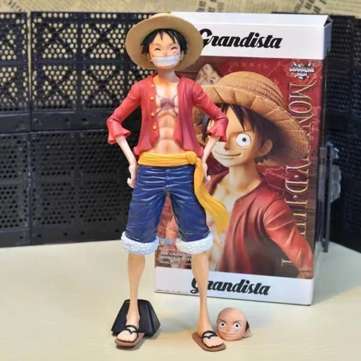 Anime One Piece Figure 27cm, Smiling Monkey D. Luffy Figure, Two Faces Changeable, PVC Statue Figure with Box