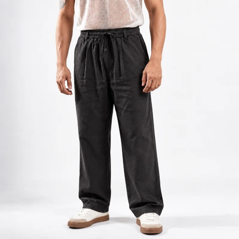 Remi Cotton Relaxed Fit Trouser - (Black + Taupe Brown) - Image 5