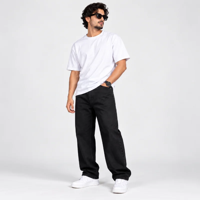 Al Nebras Baggy Relaxed Fit Jeans (Black) - Image 2