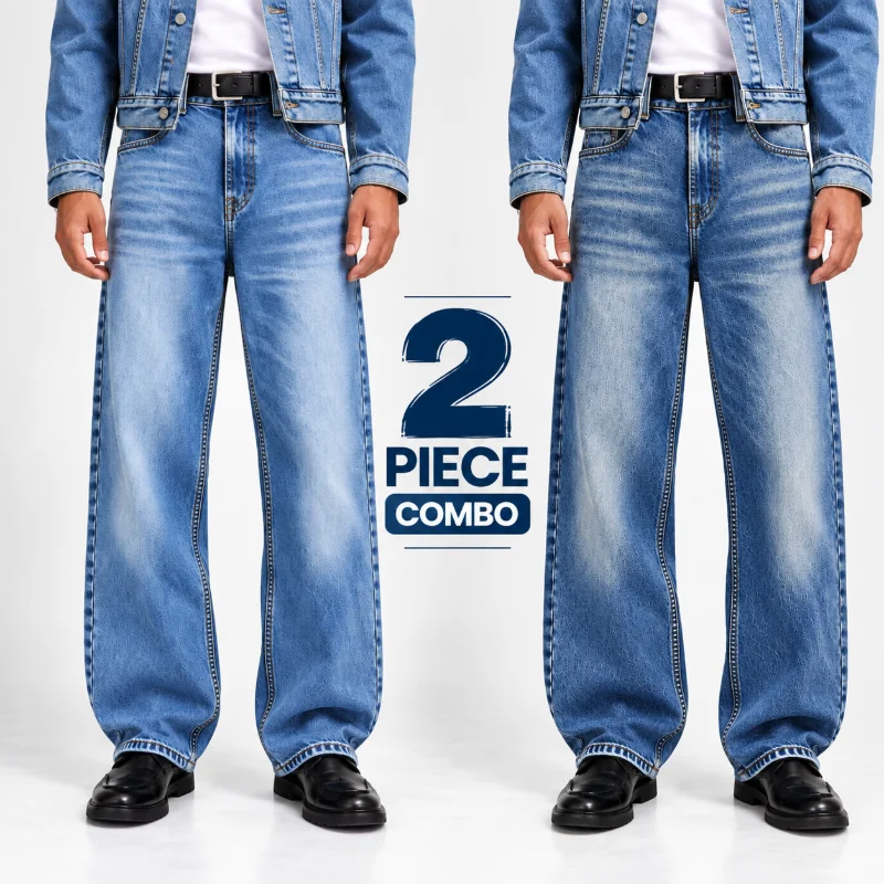 Jack & Jones Baggy Relaxed Fit Jeans Combo (Sky Blue + Vintage Blue)