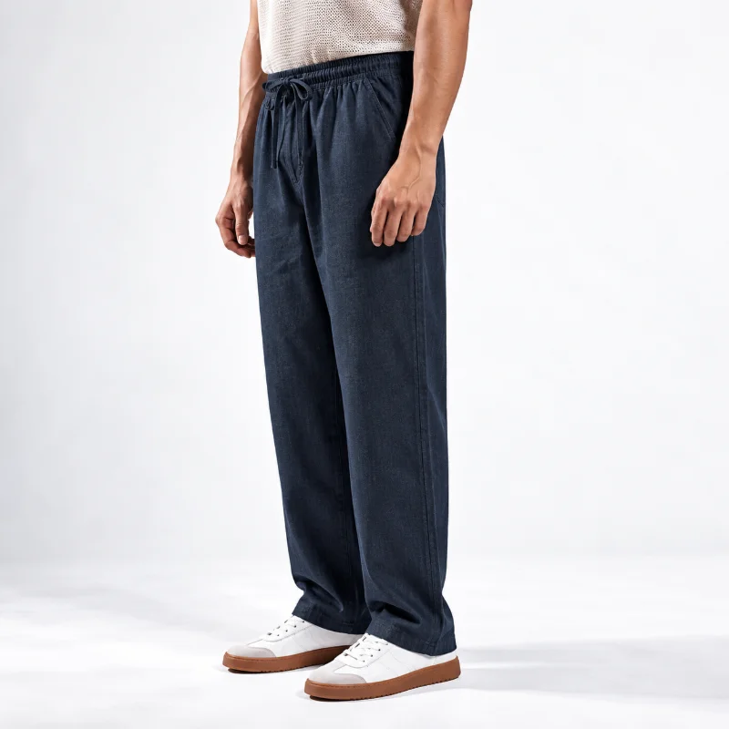 Remi Cotton Relaxed Fit Trouser - Dark Navy Blue