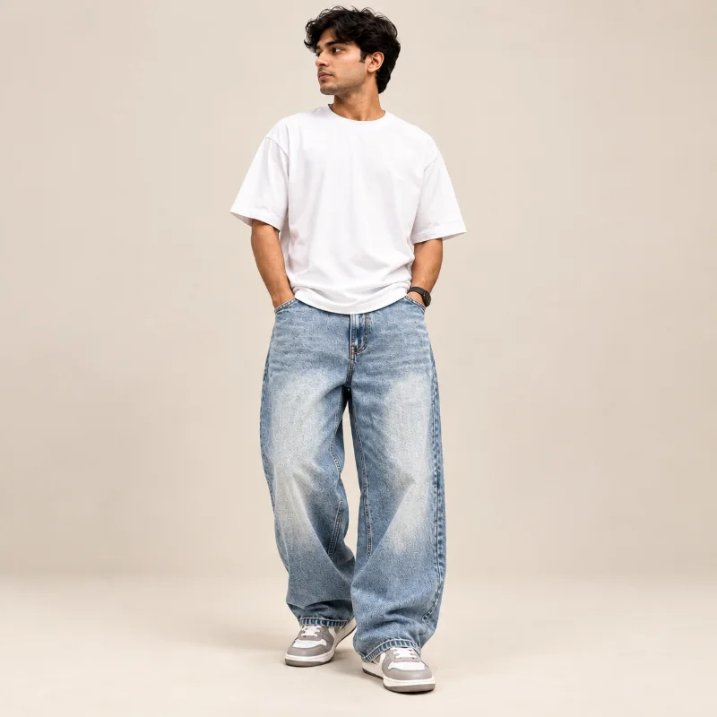 Al Nebras Baggy Relaxed Fit Jeans (Ice Blue) - Image 2