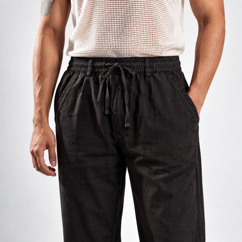 Remi Cotton Relaxed Fit Trouser - (Black + Olive Green) - Image 4