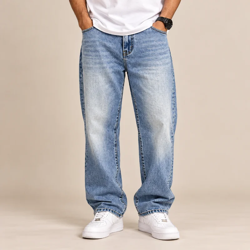 Al Nebras Baggy Relaxed Fit Jeans (Sky Blue)