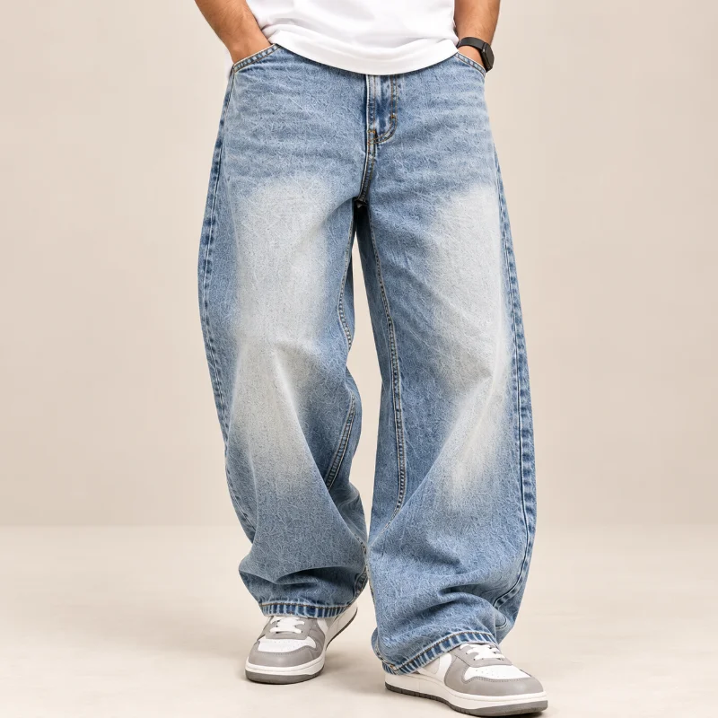 Al Nebras Baggy Relaxed Fit Jeans (Ice Blue)