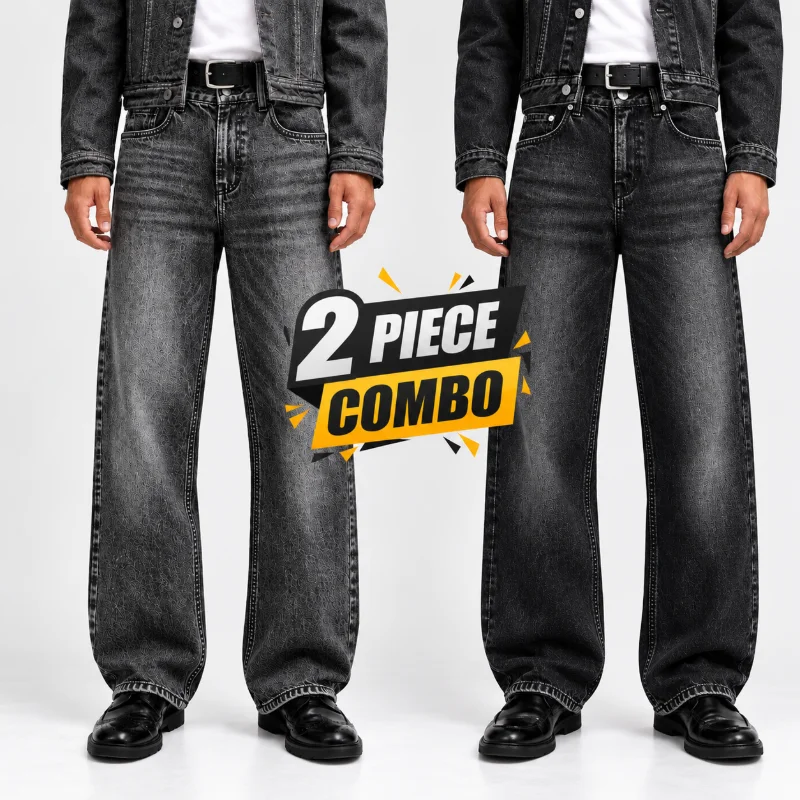 Jack & Jones Baggy Relaxed Fit Jeans Combo (Charcoal Gray + Charcoal Black)
