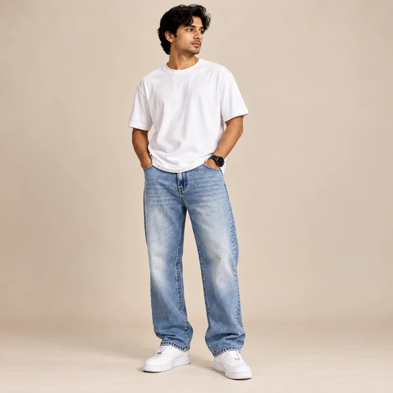 Al Nebras Baggy Relaxed Fit Jeans (Sky Blue) - Image 2