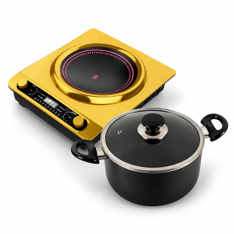 Jamuna Infrared Cooker (JIFC22-QUICK) + Topper Nonstick Glamour Casserole with Lid Ash 28cm Combo