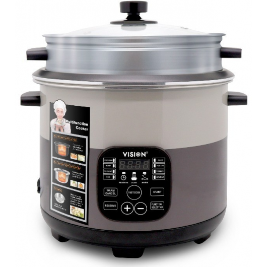 VISION 1100W MC-3.0 Liter Stainless Still Smart Rice Cooker with Thermal Safety Fuse- Double Pot 1