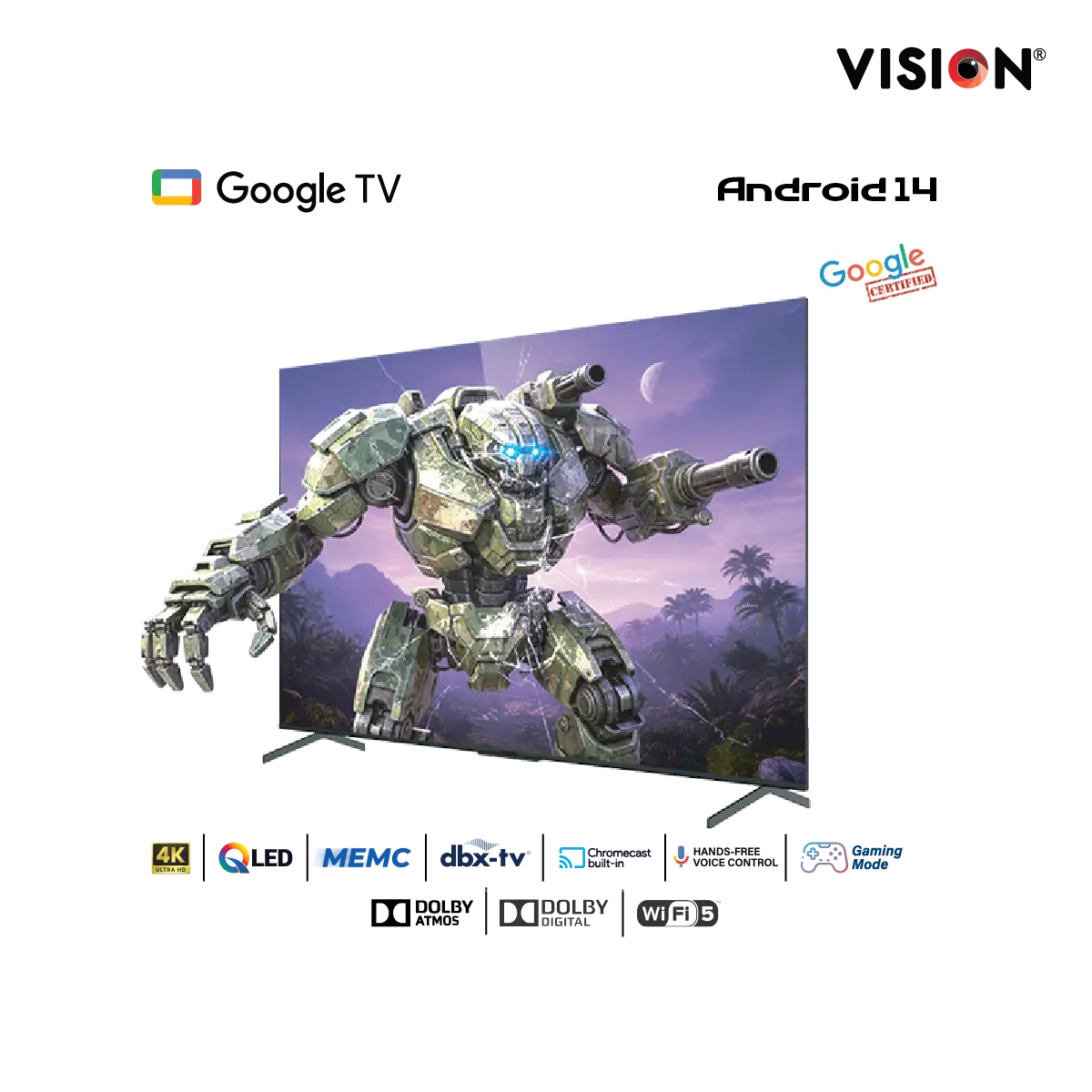 Vision 50” QLED  Google TV 4K RQ1 Galaxy Pro - Image 5
