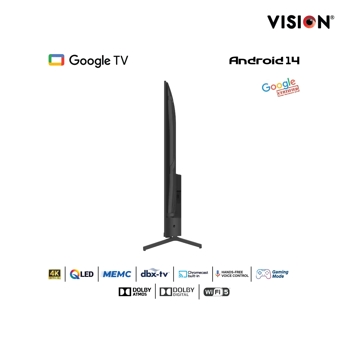 Vision 50” QLED  Google TV 4K RQ1 Galaxy Pro - Image 4