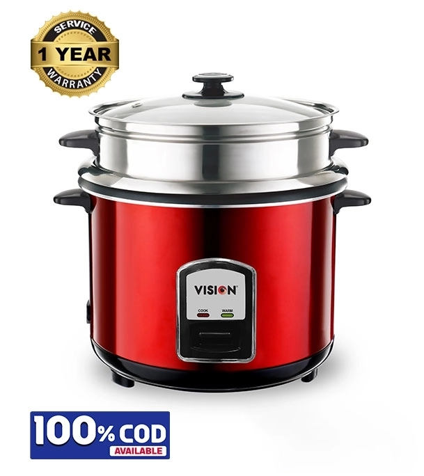 VISION 1.8 Liter Rice Cooker Stainless Steel Single Pot Regular Red (REL-40-06)
