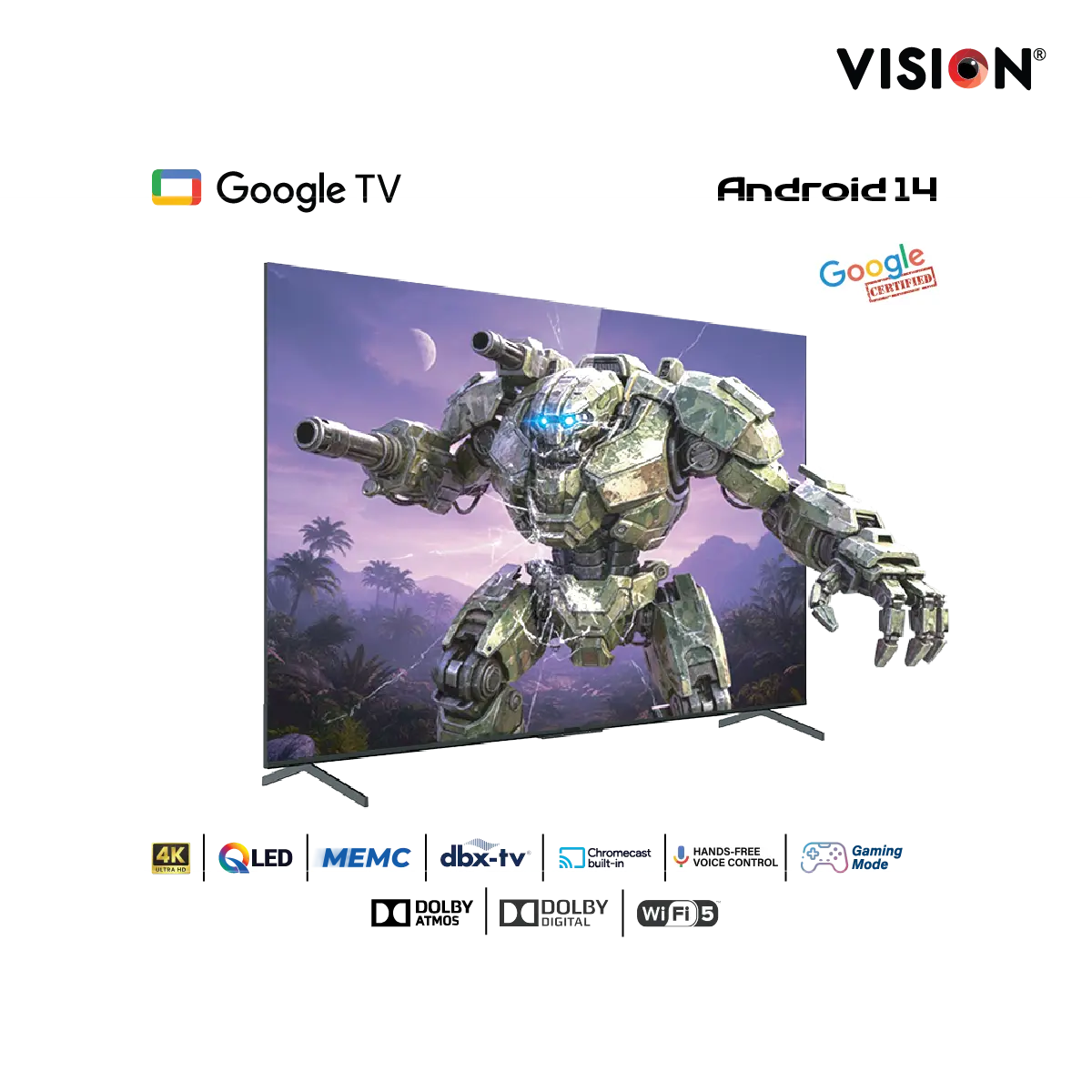 Vision 50” QLED  Google TV 4K RQ1 Galaxy Pro