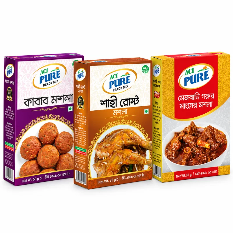 ACI Pure Kabab Masala 50g + Roast Masala 35g + Mezbani Beef Masala 65g Combo