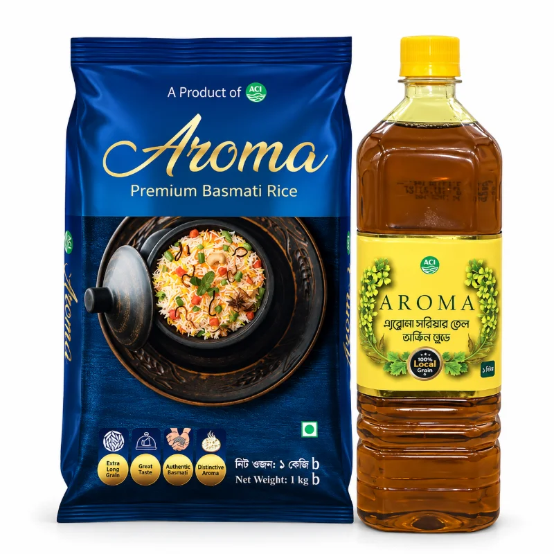 ACI Aroma Pure Basmati Rice 1kg + ACI Aroma Mustard Oil 1ltr Combo